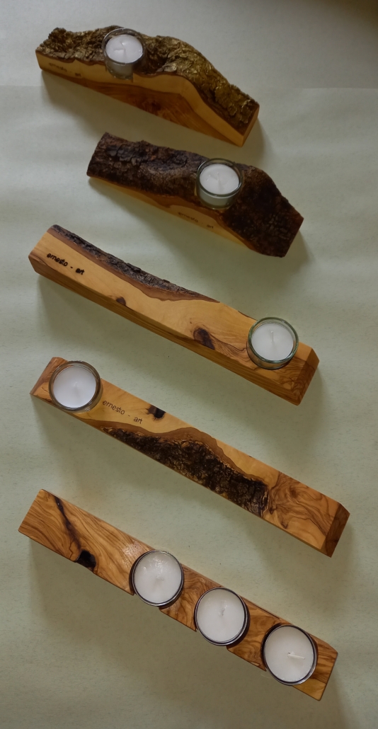 versch. oliven-holz-kerzen
